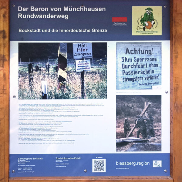 Bockstadt: Baron von Münchhausen Rundwanderweg: Infotafel: Bockstadt und die Innerdeutsche Grenze (Gestaltung: Heiko Haine, Foto: Julius Fleischhauer)